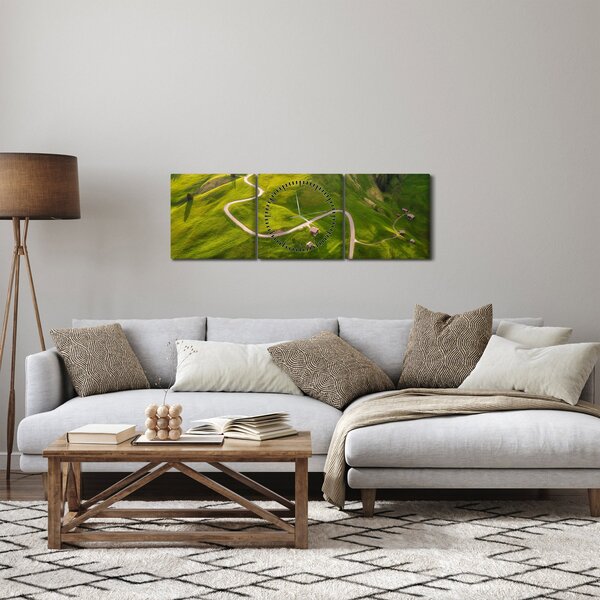 Obraz - Plateau Meadow (z zegarem) (90x30 cm)
