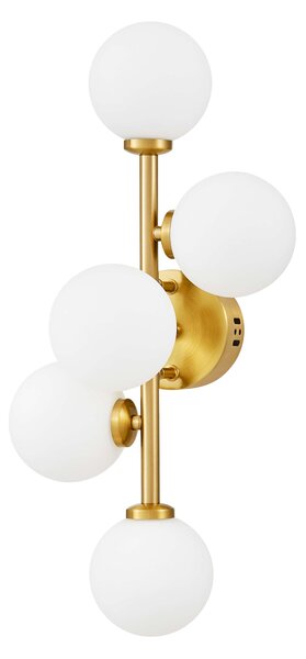 KINKIET LAMPA ŚCIENNA NOWOCZESNA MOSIĘŻNA BIAŁE KULE MARSIADA 5