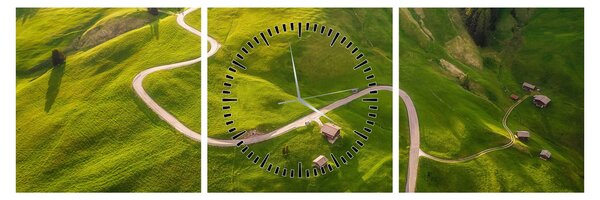 Obraz - Plateau Meadow (z zegarem) (90x30 cm)