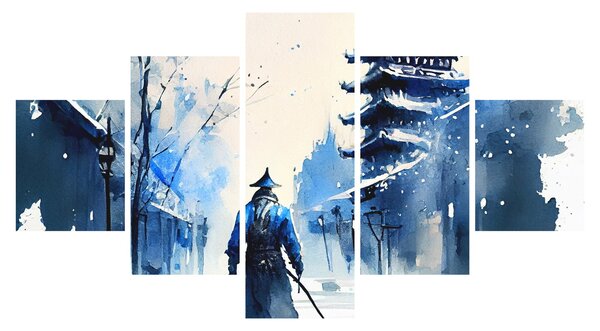 Obraz - Samuraj, akwarela (125x70 cm)