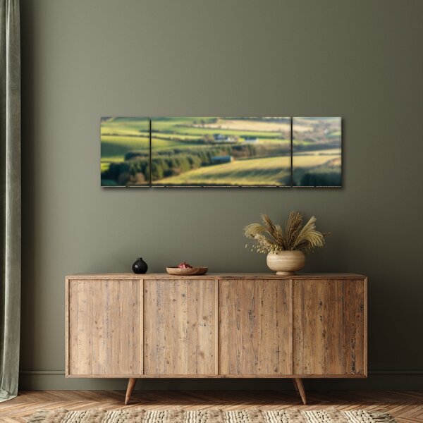 Obraz - Drewniana półka z krajobrazem (170x50 cm)