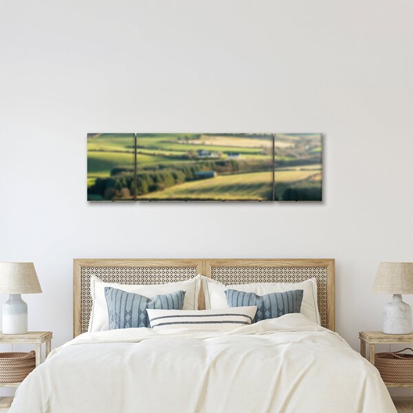 Obraz - Drewniana półka z krajobrazem (170x50 cm)