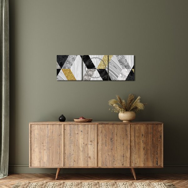 Obraz - Teksturowany wystrój (z zegarem) (90x30 cm)