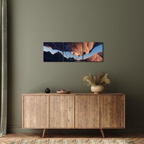 Obraz - Klify 3D (z zegarem) (90x30 cm)