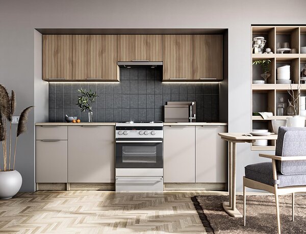 Zestaw mebli kuchennych orzech / kaszmir 240 cm G8-G74