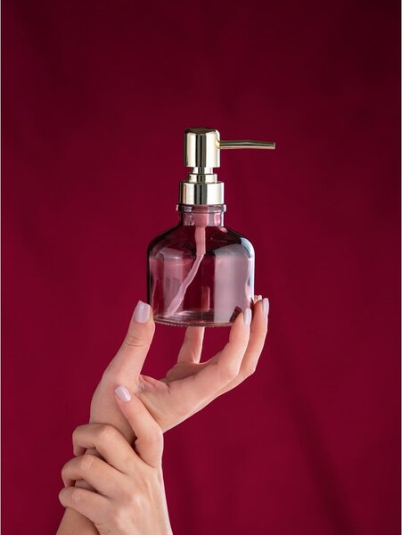 Ciemnoróżowy szklany dozownik do mydła 200 ml Atessa – Wenko