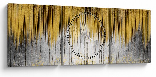 Obraz - Złote linie (z zegarem) (90x30 cm)
