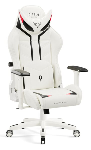 Fotel gamingowy Diablo X-Ray Normal: Biało-czarny, model premium dla dzieci i dorosłych do 180 cm wzrostu