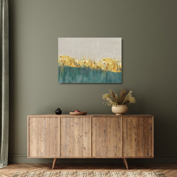 Obraz na szkle - Tekstura ze złotą dekoracją (70x50 cm)