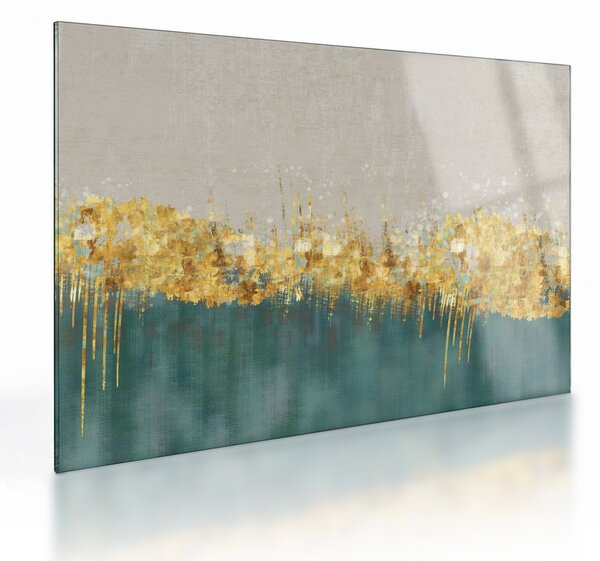 Obraz na szkle - Tekstura ze złotą dekoracją (70x50 cm)