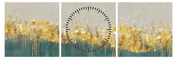 Obraz - Tekstura ze złotą dekoracją (z zegarem) (90x30 cm)
