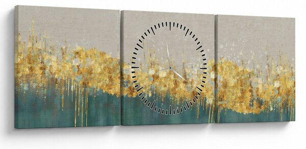 Obraz - Tekstura ze złotą dekoracją (z zegarem) (90x30 cm)