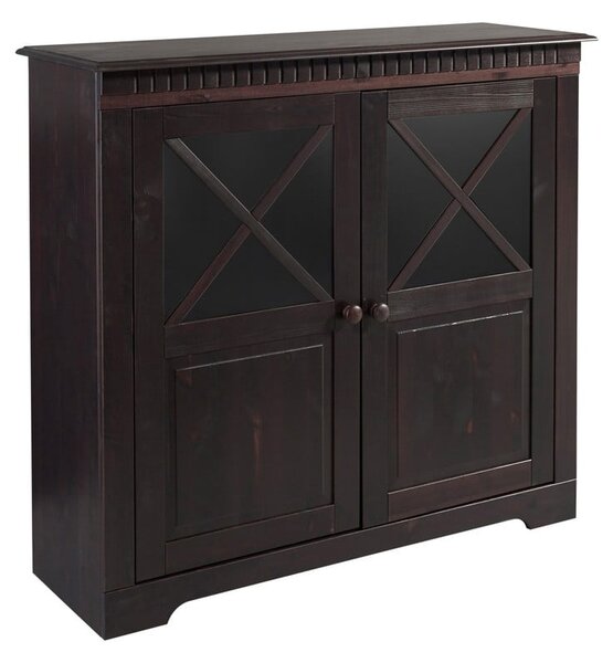 Ciemnobrązowa witryna z litego drewna sosnowego 95x35 cm Lisa – Støraa