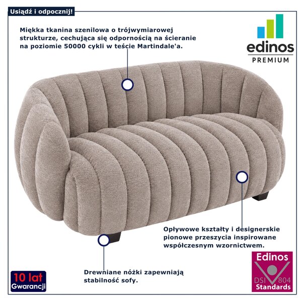 Ciemnobeżowa nowoczesna sofa dwuosobowa do salonu K7-C24