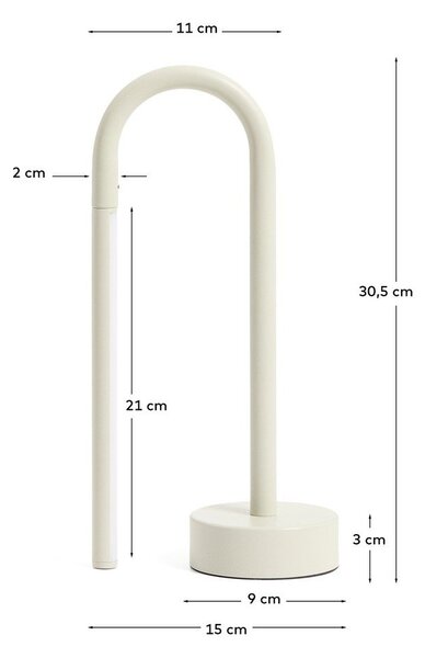 Metalowa lampa stołowa LED w kolorze kości słoniowej (wysokość 30 cm) Bow – Kave Home