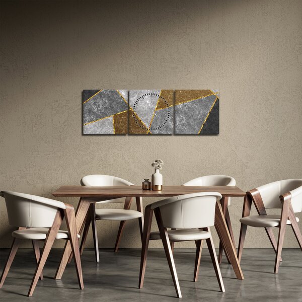 Obraz - Imitacja materiałów (z zegarem) (90x30 cm)