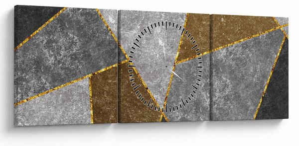 Obraz - Imitacja materiałów (z zegarem) (90x30 cm)