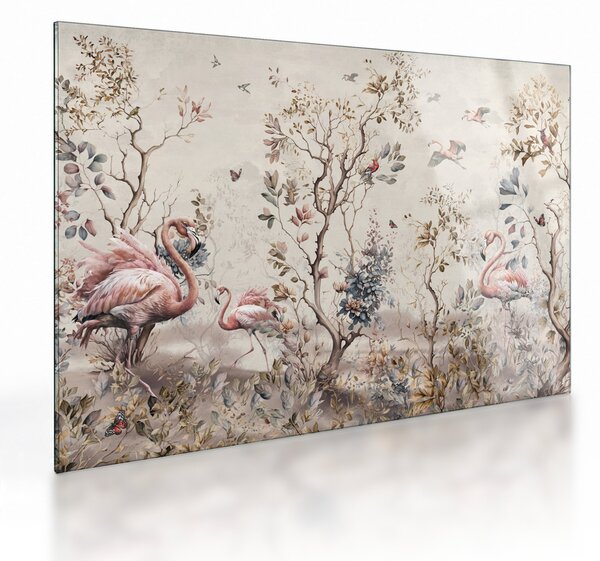 Obraz na szkle - Rysunek flamingów (70x50 cm)