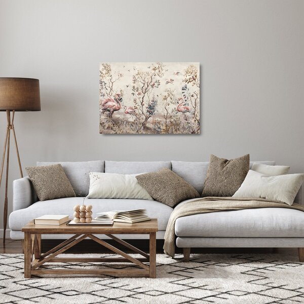 Obraz na szkle - Rysunek flamingów (70x50 cm)