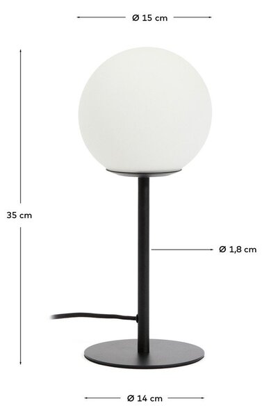Biała/czarna lampa stołowa ze szklanym kloszem (wysokość 35 cm) Brisia – Kave Home