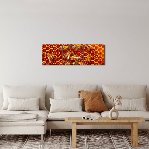 Obraz - Plaster miodu (z zegarem) (90x30 cm)