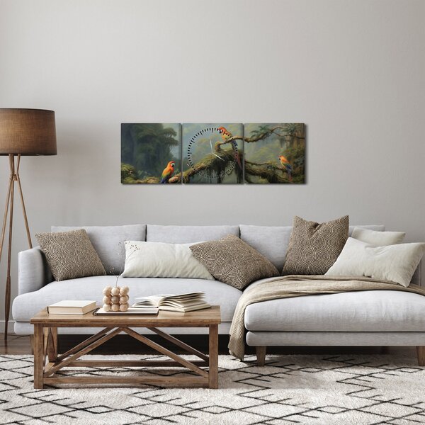 Obraz - Las tropikalny (z zegarem) (90x30 cm)