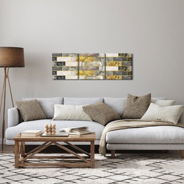 Obraz - Dekoracje z teksturami (z zegarem) (90x30 cm)