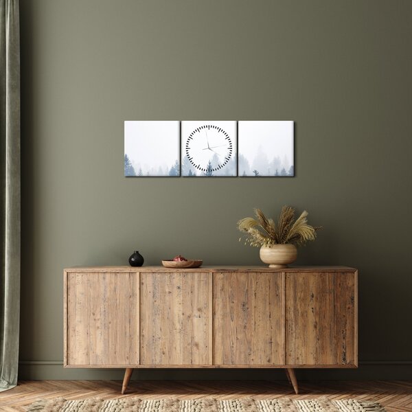 Obraz - Mglisty las (z zegarem) (90x30 cm)