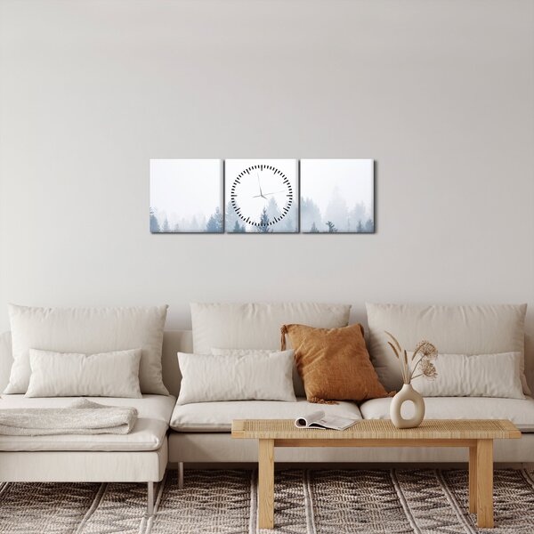 Obraz - Mglisty las (z zegarem) (90x30 cm)