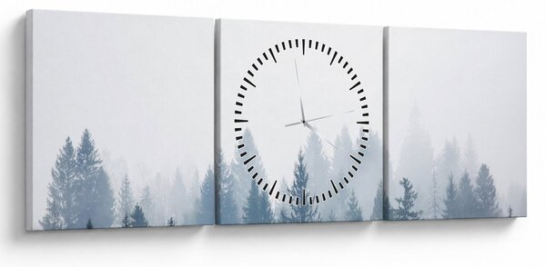 Obraz - Mglisty las (z zegarem) (90x30 cm)
