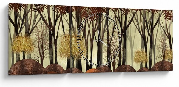 Obraz - Las dekoracyjny (z zegarem) (90x30 cm)