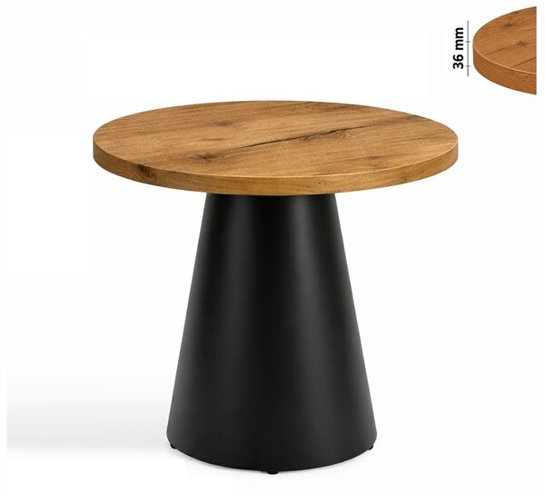 Stół 80 cm okrągły nierozkładany, blat 3,6 cm, Metalowa podstawa "Piramida" I ArtDHome