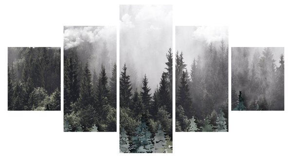 Obraz - Las z ilustrowanymi elementami (125x70 cm)