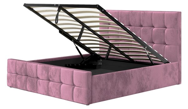 Różowe łóżko tapicerowane 160X200 SFG015 / welur