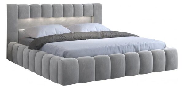 Tapicerowane łóżko Lamica marki Eltap, idealne do sypialni, w rozm. 160x200. Z dużym schowkiem na pościel i podnoszonym stelażem