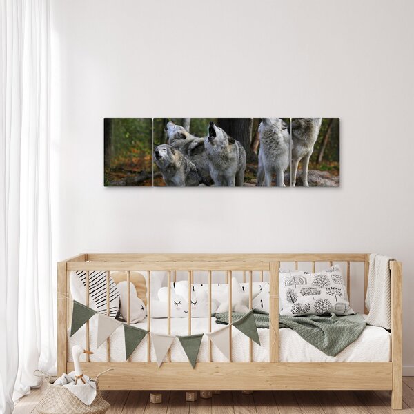 Obraz - Wilki na skale (170x50 cm)