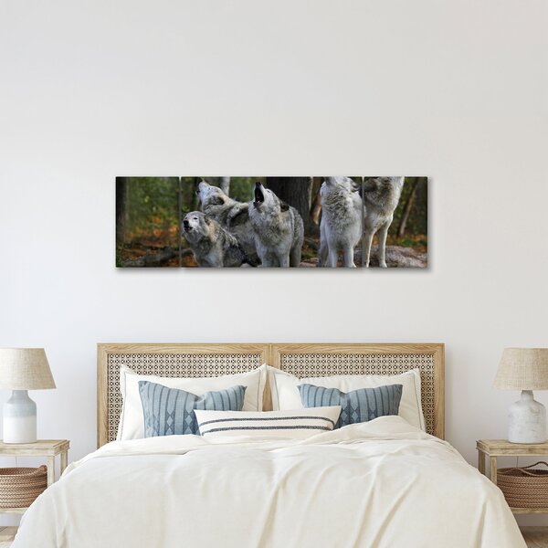 Obraz - Wilki na skale (170x50 cm)