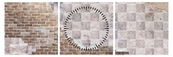 Obraz - Ceglana ściana (z zegarem) (90x30 cm)