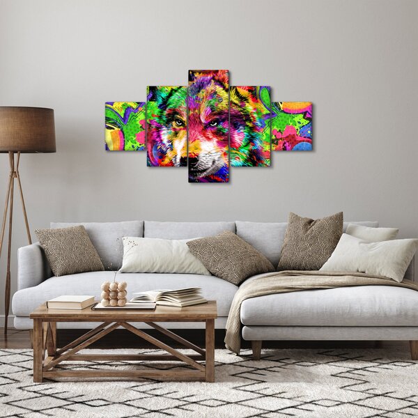 Obraz - Wilk z graffiti (125x70 cm)