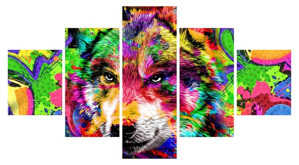 Obraz - Wilk z graffiti (125x70 cm)