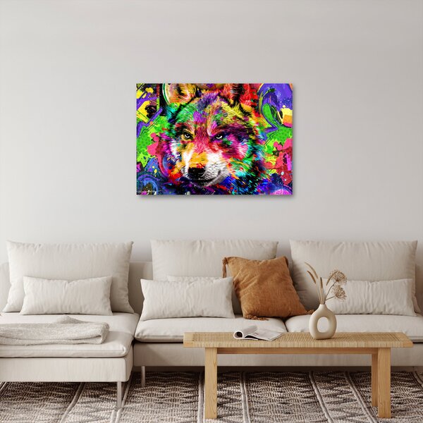Obraz - Wilk z graffiti (70x50 cm)
