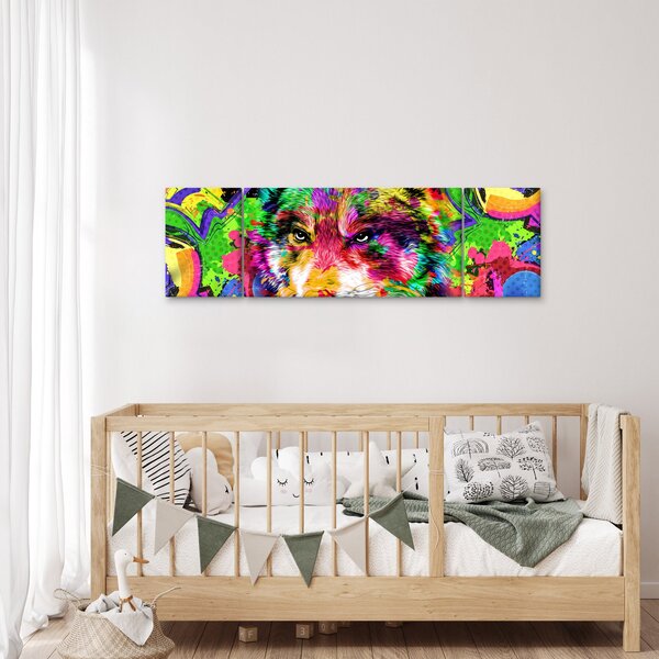 Obraz - Wilk z graffiti (170x50 cm)