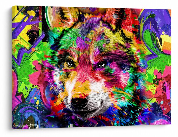 Obraz - Wilk z graffiti (70x50 cm)