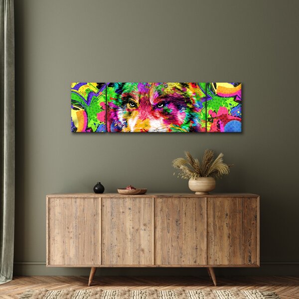Obraz - Wilk z graffiti (170x50 cm)