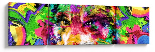 Obraz - Wilk z graffiti (170x50 cm)