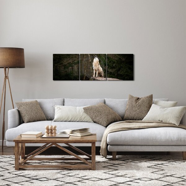 Obraz - Wycie wilka (z zegarem) (90x30 cm)