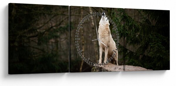 Obraz - Wycie wilka (z zegarem) (90x30 cm)