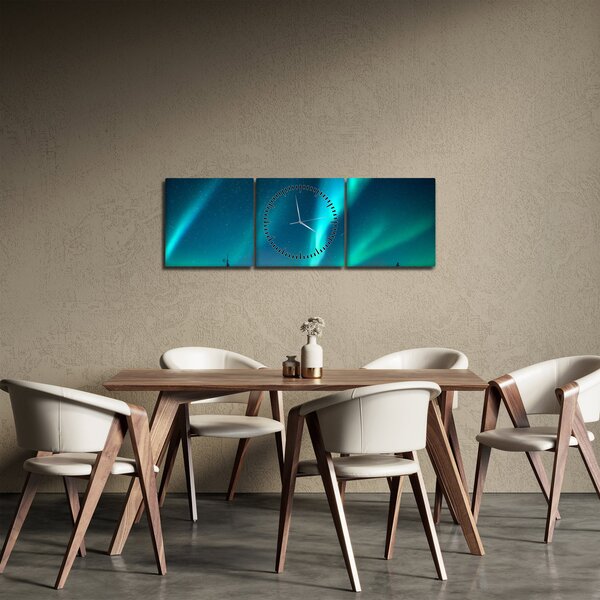 Obraz - Aurora Borealis (z zegarem) (90x30 cm)