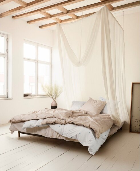 Beżowa pościel dwuosobowa z perkalu bawełnianego 200x220 cm Daisy – JUNA