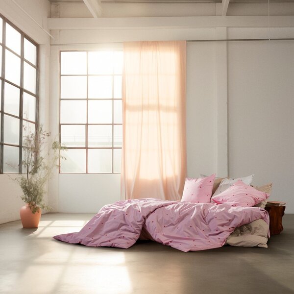 Beżowa pościel dwuosobowa z perkalu bawełnianego 200x220 cm Daisy – JUNA
